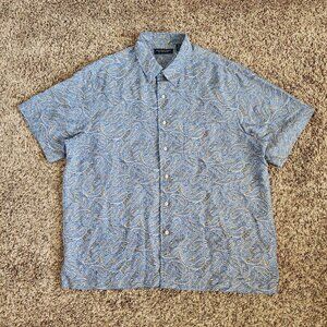 Roundtree & Yorke Paisley Button Down Collar Shirt Short Sleeve Relaxed Men's XL